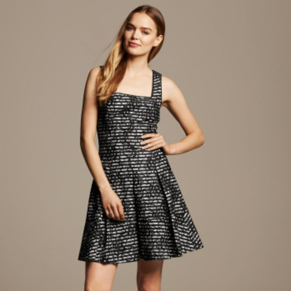 Banana Republic Stripped Black Lace Dress